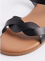 Ankle Strap Braided Sandal - Black (WW), BLACK, alternate
