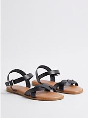 Plus Size Ankle Strap Braided Sandal - Black (WW), BLACK, hi-res