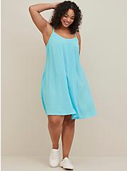 Plus Size Trapeze Mini Dress - Challis Blue, BLUE RADIANCE, hi-res