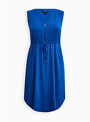 Mini Textured Rayon Shirt Dress, NAUTICAL BLUE BLUE, hi-res