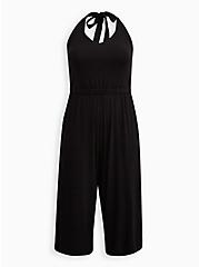 Plus Size Halter Culotte Jumpsuit - Super Soft Black, DEEP BLACK, hi-res