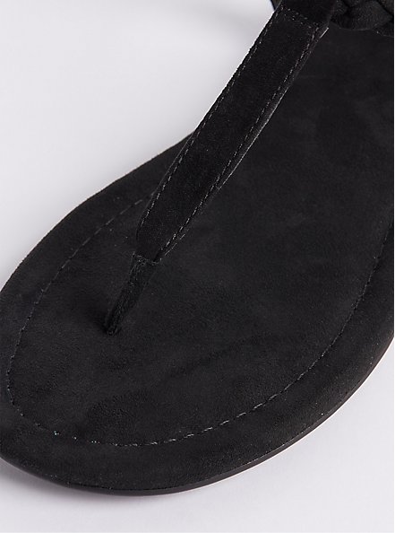 Plus Size Braided T-Strap Sandal - Black (WW), BLACK, alternate