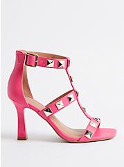 Plus Size Studded Stiletto Cage Heel Sandal - Pink (WW), PINK, alternate