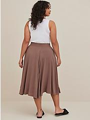 Plus Size Midi Skirt - Brown, BROWN, alternate
