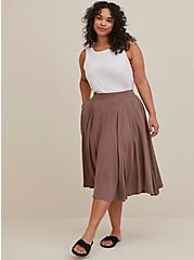 Plus Size Midi Skirt - Brown, BROWN, hi-res