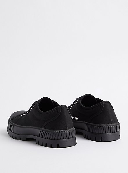 Plus Size Chunky Lace Up Lug Sneaker - Black (WW), BLACK, alternate