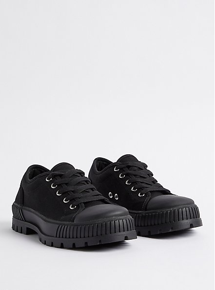Plus Size Chunky Lace Up Lug Sneaker - Black (WW), BLACK, hi-res