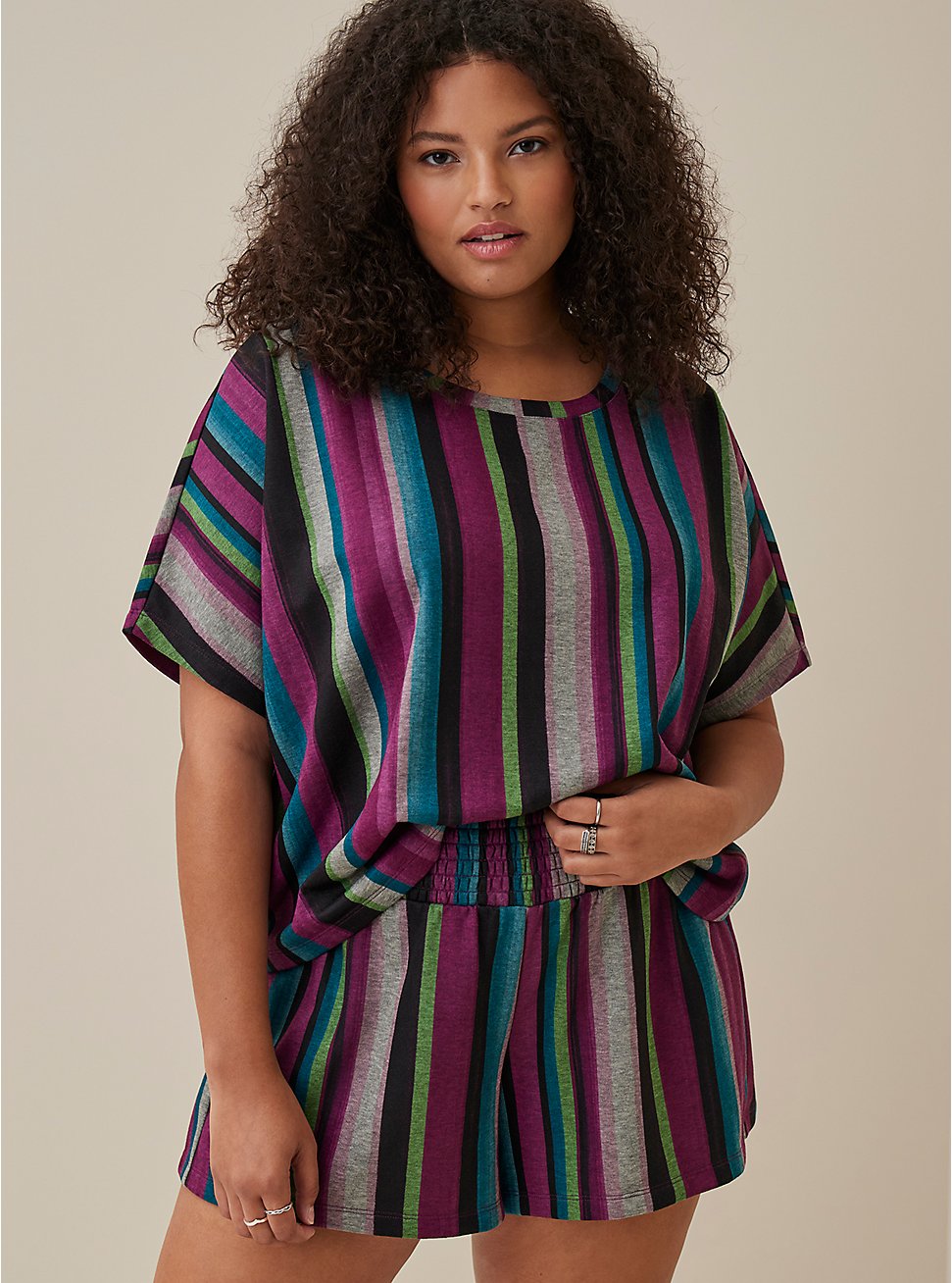 Lightweight Terry Short Sleeve Cover-Up Tee, MULTI, hi-res