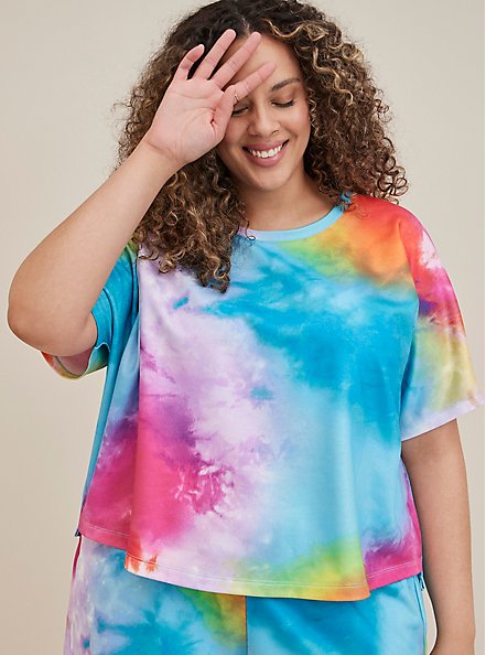 Lightweight Terry Short Sleeve Cover-Up Tee, OTHER PRINTS, hi-res