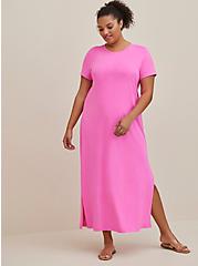 T-Shirt Cover-Up Maxi Dress - Cotton Washed Pink, PINK GLOW, alternate