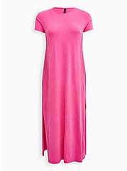 Plus Size T-Shirt Cover-Up Maxi Dress - Cotton Washed Pink, PINK GLOW, hi-res