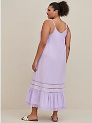 Plus Size Crochet Trim Maxi Dress Cover Up - Slub Cotton Washed Lilac, LILAC, alternate