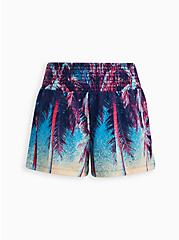 Smocked Cover-Up Shorts - Light Weight Terry Tropical Blue, MULTI, hi-res