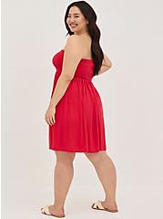 Smocked Strapless Cover-Up Dress - Terry Wash Pink, PINK, alternate