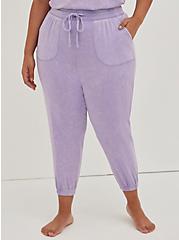 Plus Size Classic Fit Full Length Sleep Jogger - Cotton Modal Jersey Lavender Wash, LAVENDER, alternate