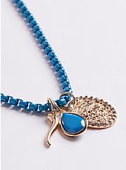 Plus Size Turquoise Chain with Charms - Gold Tone, , alternate