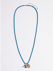 Plus Size Turquoise Chain with Charms - Gold Tone, , hi-res
