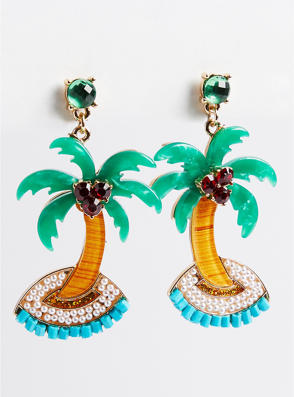 Plus Size Palm Tree Statement Earring, , hi-res