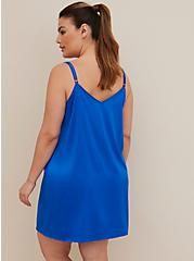 Plus Size Lace Trim Cami Sleep Dress - Dream Satin Cobalt Blue, ELECTRIC BLUE, alternate