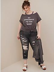Plus Size Classic Fit Cold Shoulder Tee - Triblend Jersey Sassy Grey, GREY, alternate