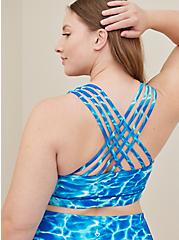 Zip Front Active Bra - Performance Core Pool Waves Blue, WATER OUTLINE, alternate