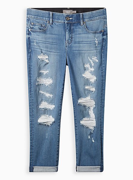 Plus Size Crop Bombshell Straight Jean - Premium Stretch Medium Wash , GRAMERCY, hi-res