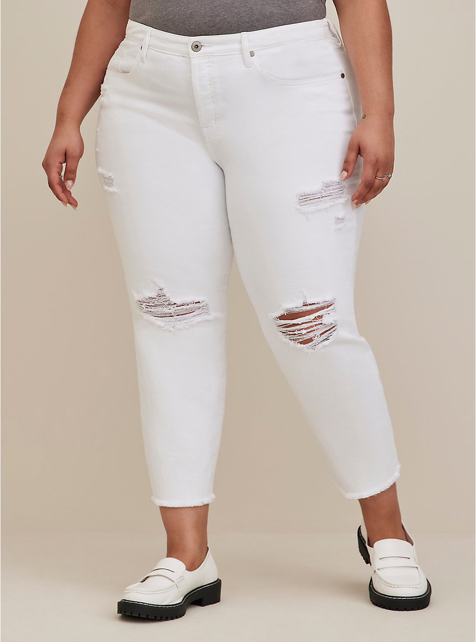 Plus Size High Rise Straight Jean - Classic Denim White, OPTIC WHITE, hi-res