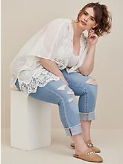 Plus Size Embroidered Ruana - Lace White, , hi-res