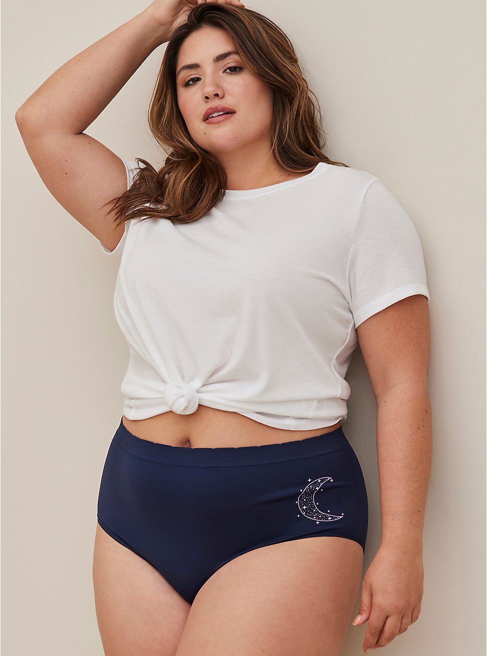 Plus Size Brief Panty - Seamless Spaced Out Blue, GALAXY MOON blue, hi-res