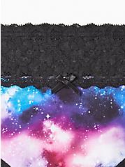 Plus Size Wide Lace Trim Hipster Panty - Cotton Galaxy Purple, GRADIENT GALAXY BLACK, alternate
