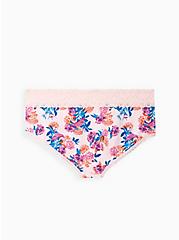 Plus Size Wide Lace Cheeky Panty - Cotton Floral Pink, PRETTY GARDEN PINK, alternate