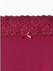 Plus Size Wide Lace Trim High Waist Cheeky Panty - Cotton Pink, BOYSENBERRY, alternate