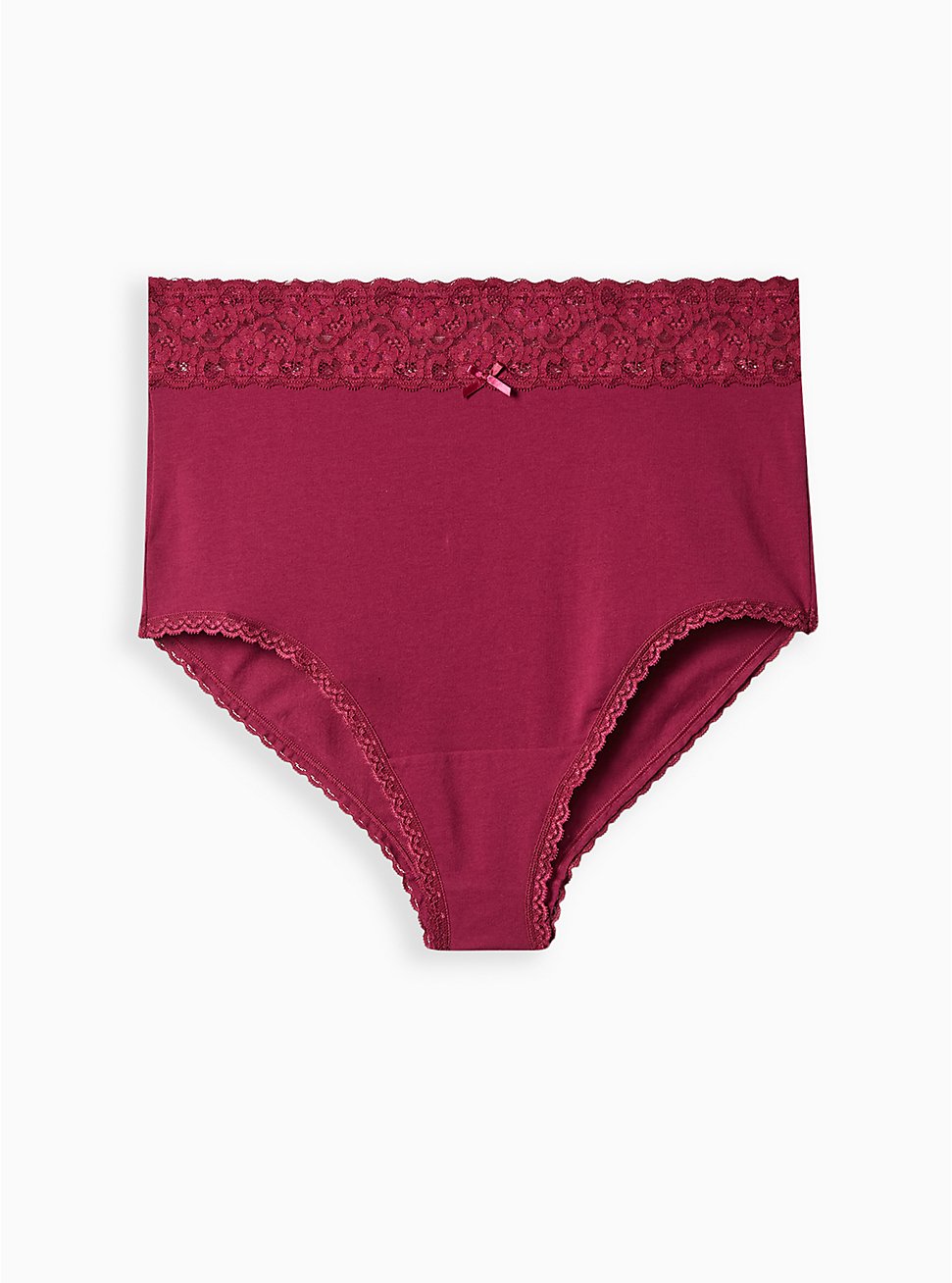 Plus Size Wide Lace Trim High Waist Cheeky Panty - Cotton Pink, BOYSENBERRY, hi-res