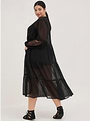Plus Size Kimono - Crinkle Gauze & Lace Black, DEEP BLACK, alternate