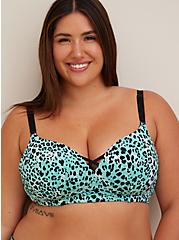 Plus Size Push-Up Wire-Free Bra - Microfiber Leopard Green with 360° Back Smoothing™, ATOMIC LEOPARD TURQUIOSE, hi-res