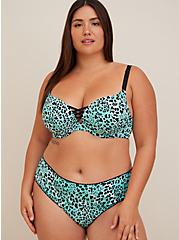Plus Size XO Push-Up Plunge Bra - Microfiber Leopard Green with 360° Back Smoothing™, ATOMIC LEOPARD TURQUIOSE, alternate