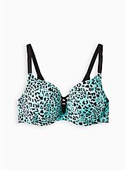 Plus Size XO Push-Up Plunge Bra - Microfiber Leopard Green with 360° Back Smoothing™, ATOMIC LEOPARD TURQUIOSE, hi-res