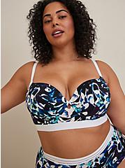 Plus Size Lightly Lined T-Shirt Longline Bra - Microfiber Butterfly with 360° Back Smoothing™, LAYERED WINGS BLACK, hi-res