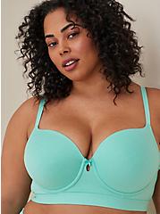 Plus Size Lightly Lined T-Shirt Longline Bra - Microfiber Heather Teal with 360° Back Smoothing™, COCKATOO TURQUIOSE, alternate