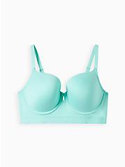 Plus Size Lightly Lined T-Shirt Longline Bra - Microfiber Heather Teal with 360° Back Smoothing™, COCKATOO TURQUIOSE, hi-res