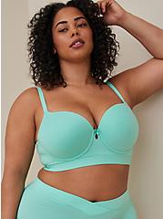 Plus Size Lightly Lined T-Shirt Longline Bra - Microfiber Heather Teal with 360° Back Smoothing™, COCKATOO TURQUIOSE, hi-res