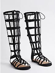 Plus Size Knee High Gladiator Sandal - Black (WW), BLACK, hi-res