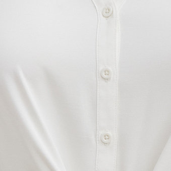 Button-Up Tie Front Peplum Blouse - Georgette White, CLOUD DANCER, swatch
