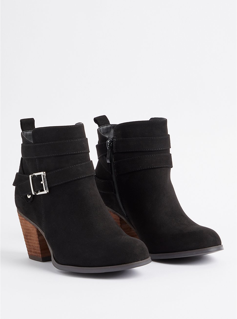 Plus Size Stacked Ankle Bootie - Black (WW), BLACK, hi-res