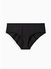 Plus Size XO Lattice Back Hipster Panty - Microfiber Black, RICH BLACK, hi-res
