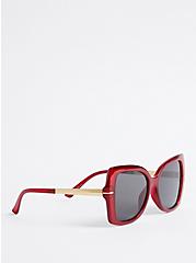 Plus Size Classic Cateye Sunglasses - Wine with Smoke Lens, , alternate