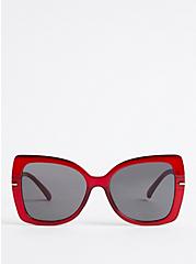 Plus Size Classic Cateye Sunglasses - Wine with Smoke Lens, , hi-res