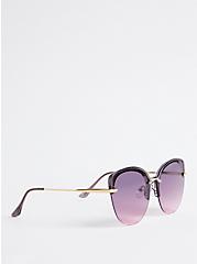 Plus Size Ombre Lens Rimless Sunglasses - Purple & Brown, , alternate