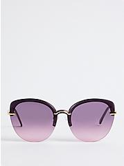 Plus Size Ombre Lens Rimless Sunglasses - Purple & Brown, , hi-res