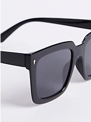 Plus Size Square Smoke Lens Sunglasses - Black, , alternate